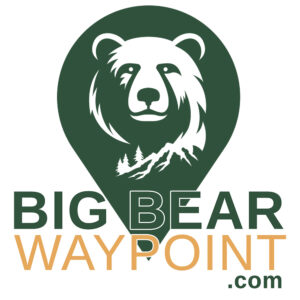 BigBearWaypoint square logo, green and yellow, copyright BigBearWaypoint.com