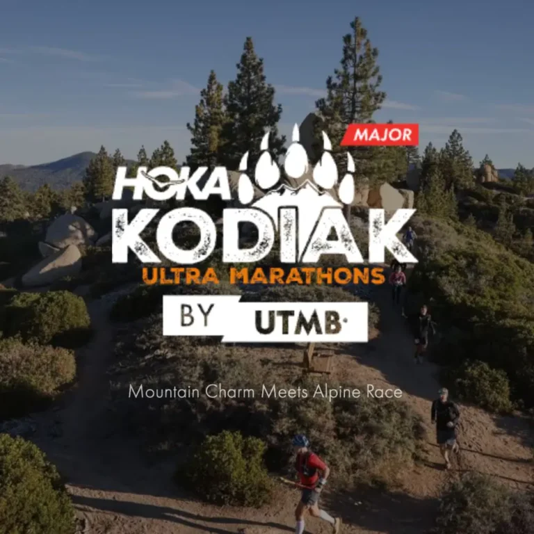 Runners on scenic mountain trails during the HOKA Kodiak Ultra Marathon by UTMB in Big Bear Lake, California