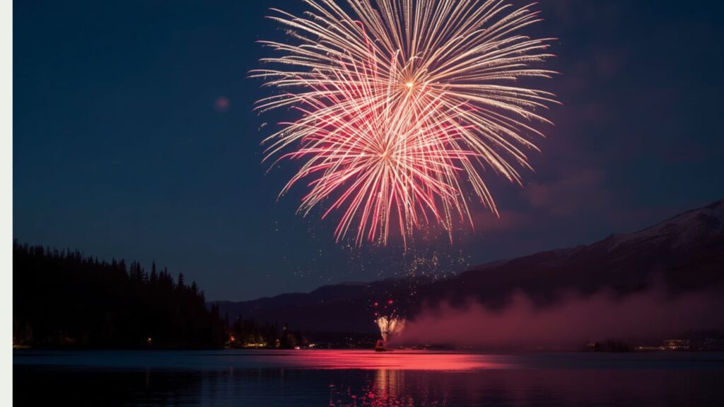 4th of july fireworks over Big Bear lake